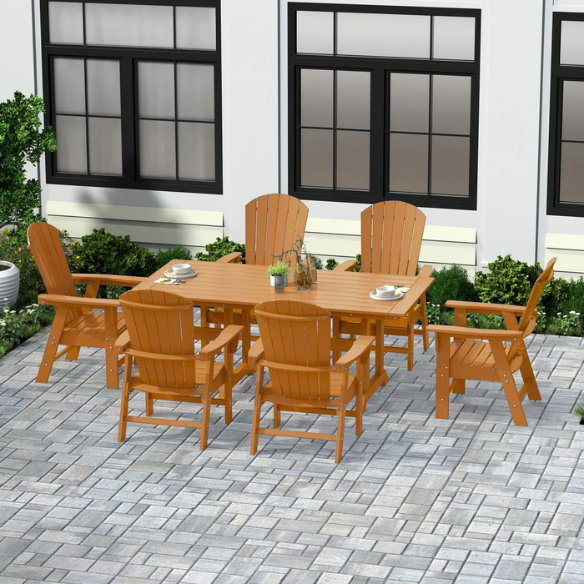 7-Piece Eco-Friendly All-Weather Outdoor Dining Set with Armchairs – Comfortable, Stylish, and Durable for Your Patio or Backyard