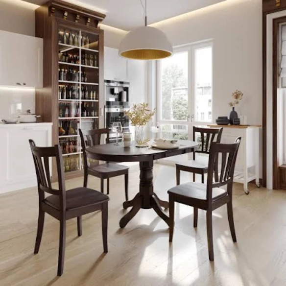 5-Piece Extendable Oval Dining Set – Effortless Expansion and Timeless Style