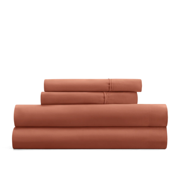 Terracotta Deep Pocket Microfiber Sheet Set – 4-Piece Soft, Wrinkle-Free Bedding with Pillowcases