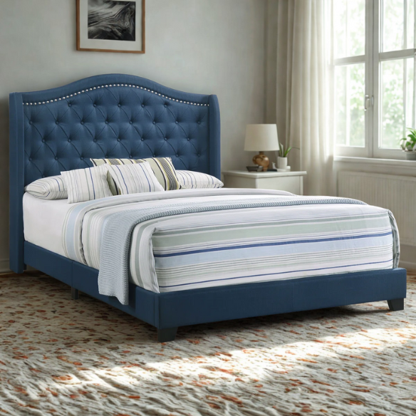 Button Tufted Upholstered Full Double Bed with Panel Headboard Design – Elegant and Comfortable with Premium Upholstery