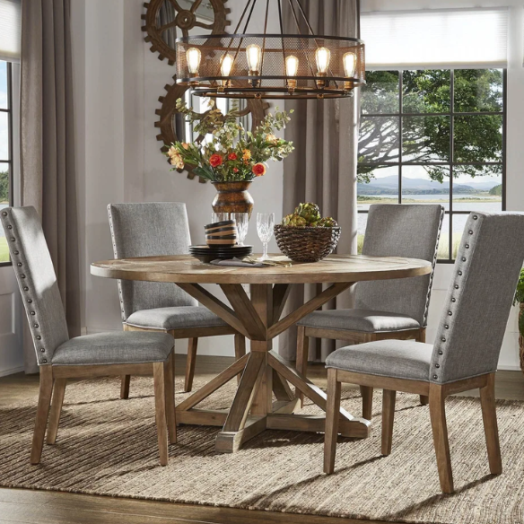 Modern Fabric and Wood Dining Set – Where Elegance Meets Comfort and Style