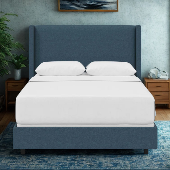 Cozy and Sleek Modern Queen Size Upholstered Wingback Bed