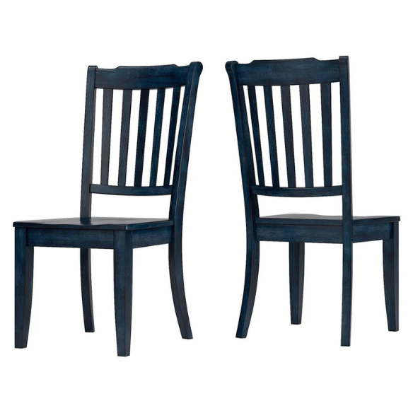Slat-Back Solid Wood Dining Chairs – Set of 2 Farmhouse Kitchen or Dining Room Chairs