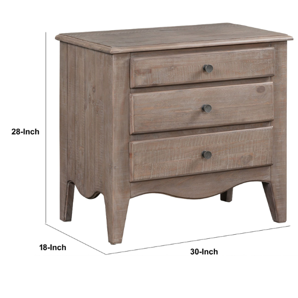 Rustic Charm Meets Chic Elegance: Solid Wood Platform King Size Bedroom Set with Scalloped Edges, Weathered White Wash Finish, Unique Grain Patterns, Angled Feet, and Oil-Rubbed Bronze Drawer Pulls