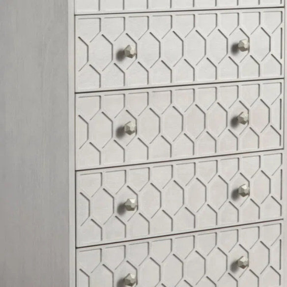 Modern Panel Configurable Bedroom Set with Honeycomb Design Headboard – Stylish and Contemporary with Sleek Lines and Sophisticated Appeal