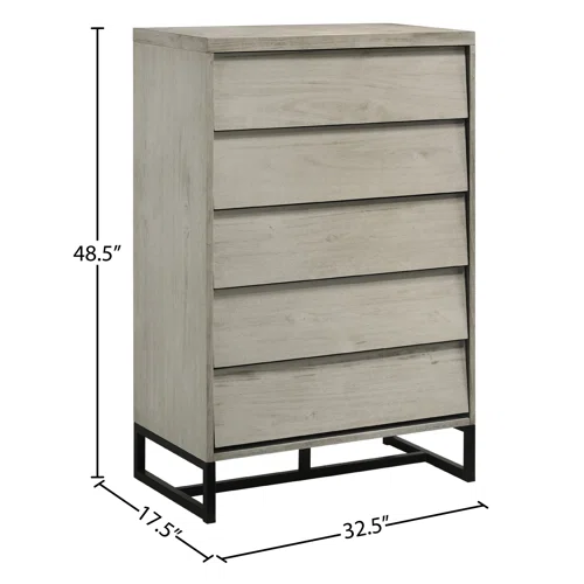 Industrial Mid-Century Modern Platform Bedroom Set with Herringbone Design Headboard – Stylish and Versatile