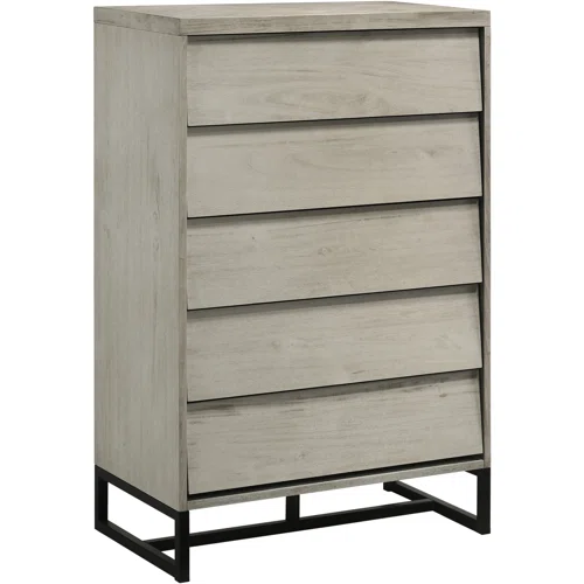Industrial Mid-Century Modern Platform Bedroom Set with Herringbone Design Headboard – Stylish and Versatile