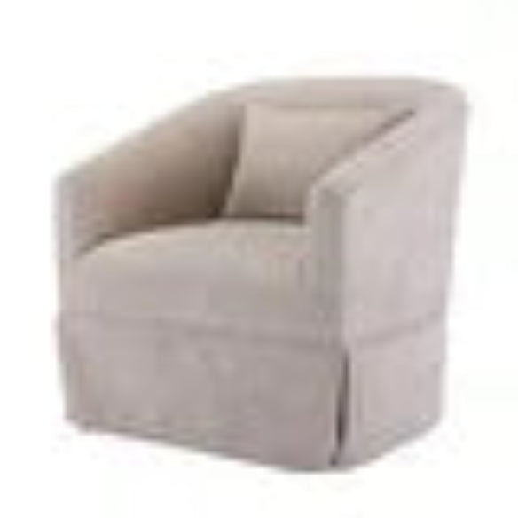 A set of two Beige Cream Swivel Accent Chairs featuring soft, neutral beige upholstery. Each chair is designed with a minimalist metal frame and elegant wood accents. The chairs include a 360-degree swivel base for easy movement and comfort, and they have plush foam and spring cushioning for support. Their versatile design fits a range of décor styles, making them perfect for living rooms, offices, bedrooms, or cozy reading spaces. The chairs are durable, sturdy, and built for long-lasting comfort.