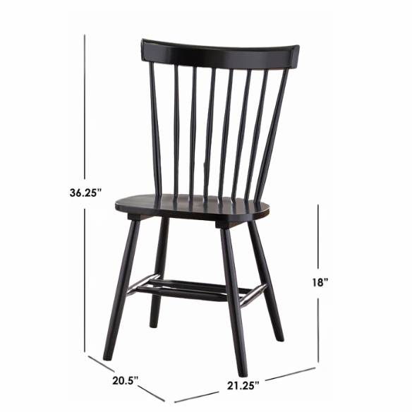 Farmhouse Spindle Back Dining Chairs – Set of 2, Solid Rubberwood