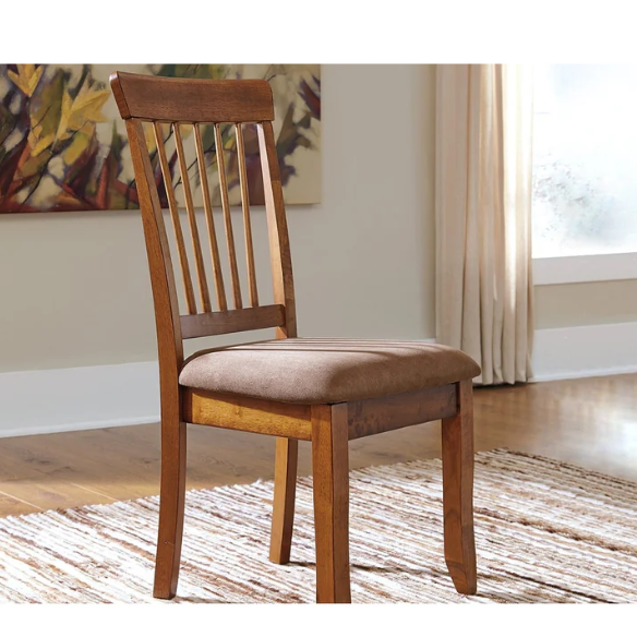 Dining Side Chairs (Set of 2) – Stained Wood Frame, Spindle Back Design, Cushioned Microfiber Seats for Comfort & Easy Assembly