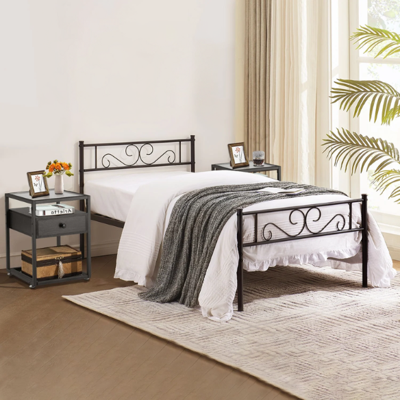 Style Black Metal 3-Piece Twin Bedroom Set – Modern & Durable Design