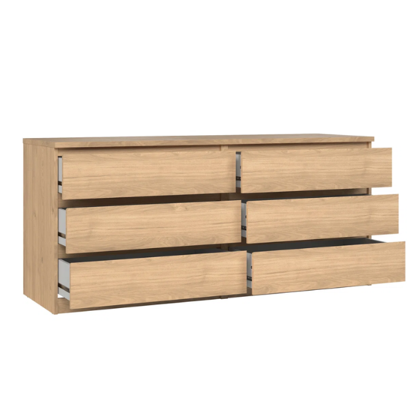 Versatile 60.5" 6-Drawer Double Dresser with Smooth Metal Glides and Clean-Lined Silhouette