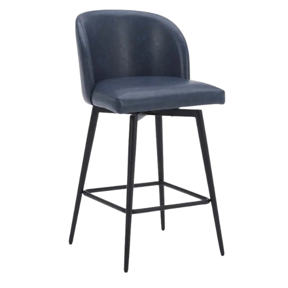 Set of 2 Counter Height Swivel Barstools – Mid-Century Modern Design, Padded Seat with High-Density Foam, 360° Swivel, Sturdy Iron Base, Footrest for Kitchen or Bar