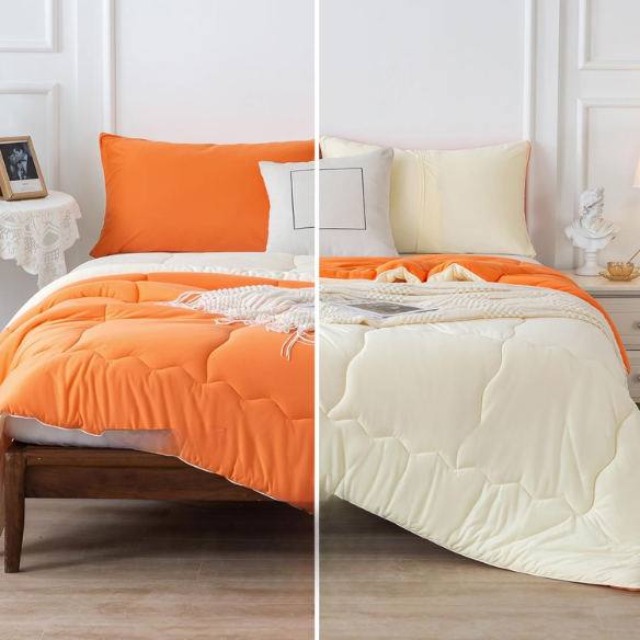 Reversible Ultra-Soft Comforter Set – Jersey Knit, Breathable, and Fluffy with Lightweight Down Alternative & Matching Pillowcase