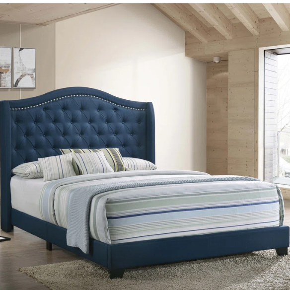 Button Tufted Upholstered Full Double Bed with Panel Headboard Design – Elegant and Comfortable with Premium Upholstery