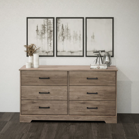 Rustic Modern 6-Drawer 53.25" W Double Dresser with Timeless Farmhouse Charm