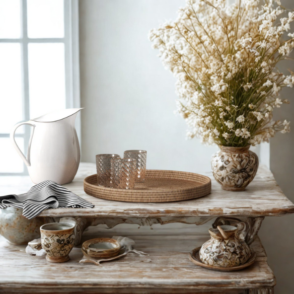 Wicker Serving Tray – Coastal-Inspired, Natural Rattan Design for Dining & Decor