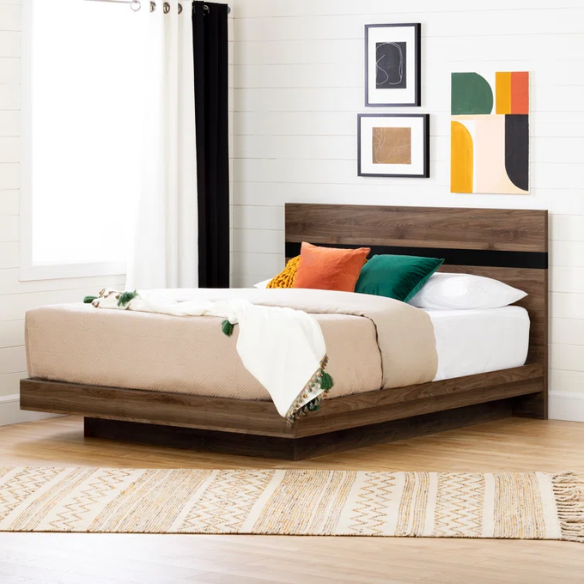 Rustic Restoration Queen Platform Configurable Bedroom Set with 7-Drawer Dresser, Nightstand, and Scandinavian-Inspired Design