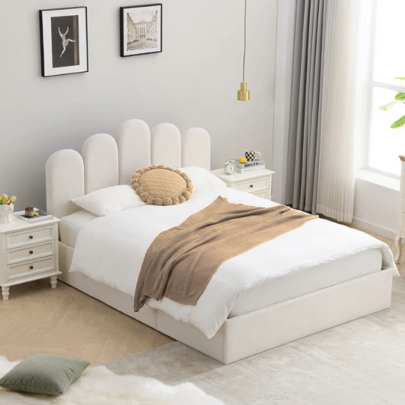 Elegant Hydraulic Velvet Upholstered Platform Bed – Full Double Size with Lift-Up Storage for Ultimate Space Saving