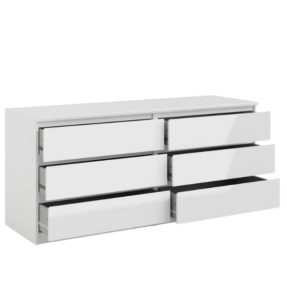 Versatile 60.5" 6-Drawer Double Dresser with Smooth Metal Glides and Clean-Lined Silhouette