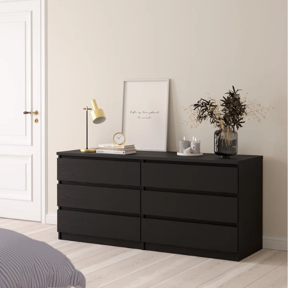 Versatile 60.5" 6-Drawer Double Dresser with Smooth Metal Glides and Clean-Lined Silhouette