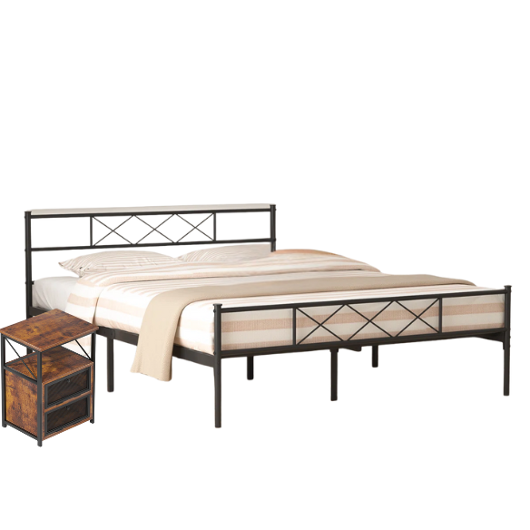 Metal Framed 3-Piece Full Double Size Bedroom Set – Sleek Design with Sturdy Frame and Modern Appeal