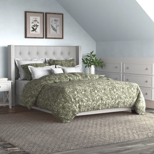 Queen Size Upholstered Low Profile Bed with Glamorous Button Tufted Foundation – Elegant and Timeless Design