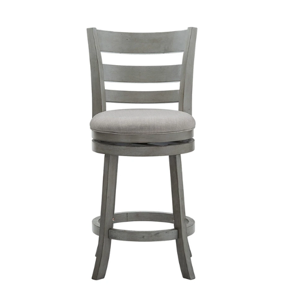 Upholstered Back Swivel Bar Stool – Durable Rubberwood Frame, 360° Swivel Seat, Ring Footrest, and Foam-Padded Linen or Faux Leather Upholstery for Comfortable Everyday Dining