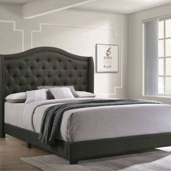 Button Tufted Upholstered Full Double Bed with Panel Headboard Design – Elegant and Comfortable with Premium Upholstery