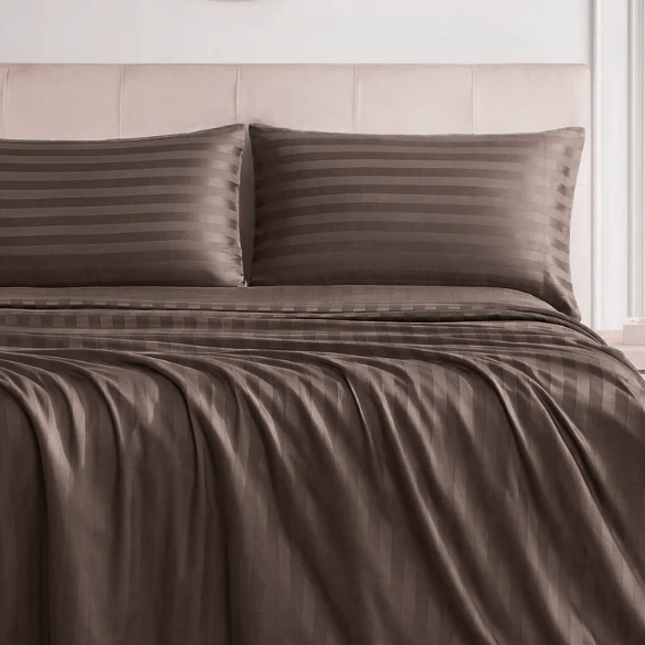 4-Piece Luxury Bed Sheet Set – Fitted & Flat Sheets with Pillowcases | Solid Stripe Bedding for Twin, Full, Queen, King Sizes