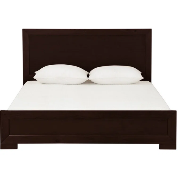 Neutral-Colored Solid Wood Queen Size Low Profile Platform Bed