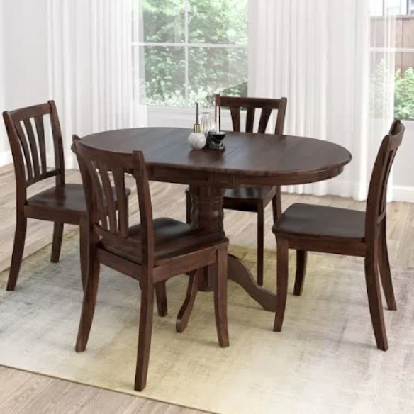 5-Piece Extendable Oval Dining Set – Effortless Expansion and Timeless Style
