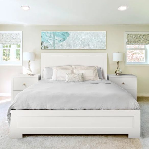 Neutral-Colored Solid Wood Queen Size Low Profile Platform Bed