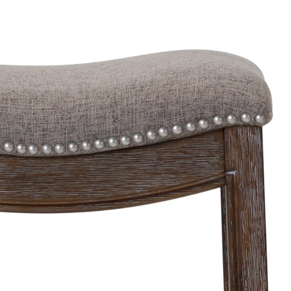 Saddle-Seat Wood Bar Stool with Upholstered Seat – Stylish and Durable Bar Stool in Distressed Espresso Finish