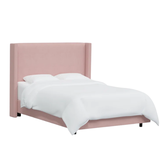 Cozy and Sleek Modern Queen Size Upholstered Wingback Bed