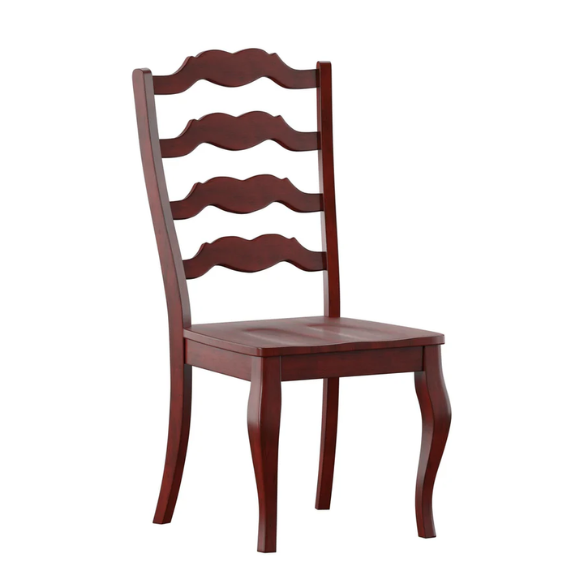 Rustic Ladder Back Solid Wood Dining Chairs (Set of 2) – Farmhouse Style Kitchen or Dining Room Seating