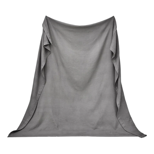 Cotton Waffle Weave Bed Blanket – Grey | All-Season Breathable Layer