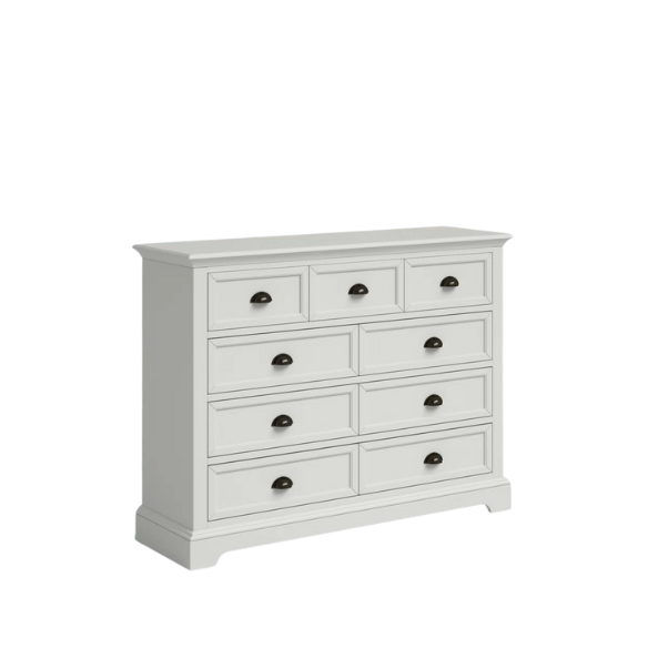 Traditional 9-Drawer Double Dresser with Beveled Edges, Picture Frame-Style Drawers