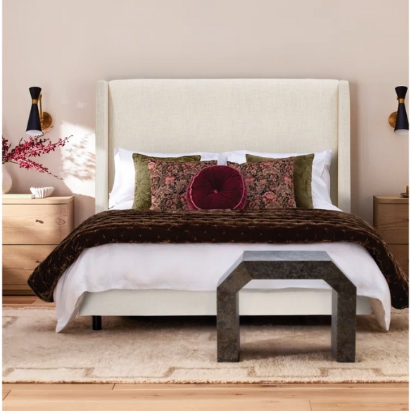 Cozy and Sleek Modern Queen Size Upholstered Wingback Bed