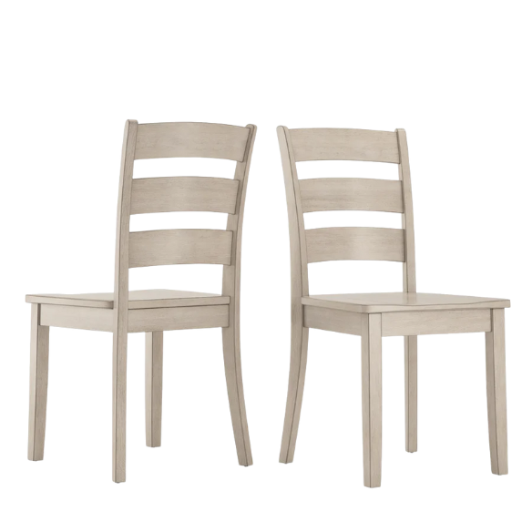 Farmhouse Ladder Back Dining Chairs – Set of 2 | Solid Wood, Distressed Finish