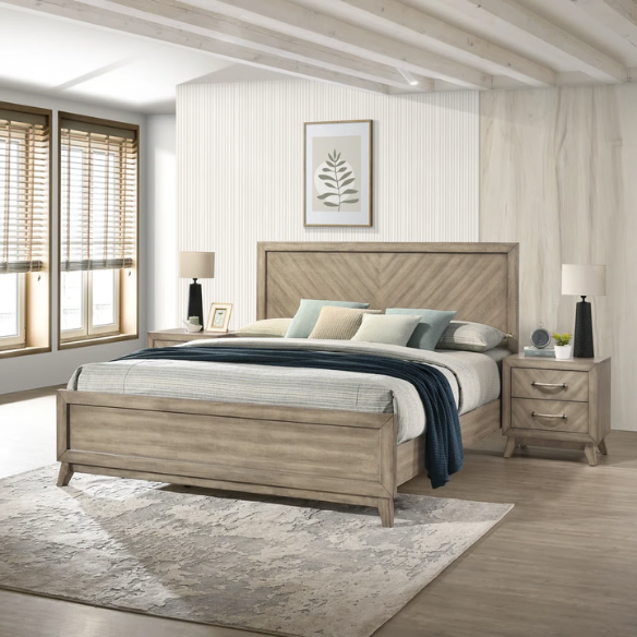Transform Your Bedroom with a 5-Piece Bedroom Set – Modern Elegance in Weathered Sand Finish with Timeless Sophistication and Exceptional Functionality