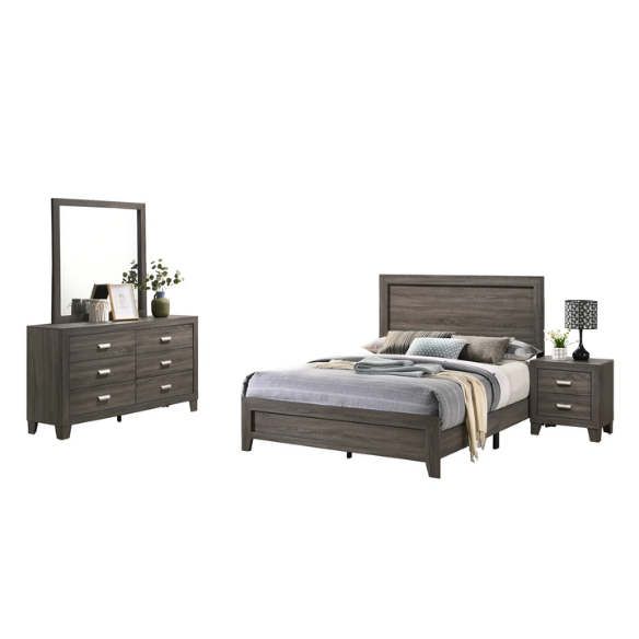 Chic Grey Wooden 4-Piece Twin Bedroom Set: Contemporary Style Meets Cozy Comfort