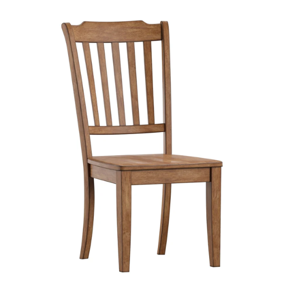 Slat-Back Solid Wood Dining Chairs – Set of 2 Farmhouse Kitchen or Dining Room Chairs