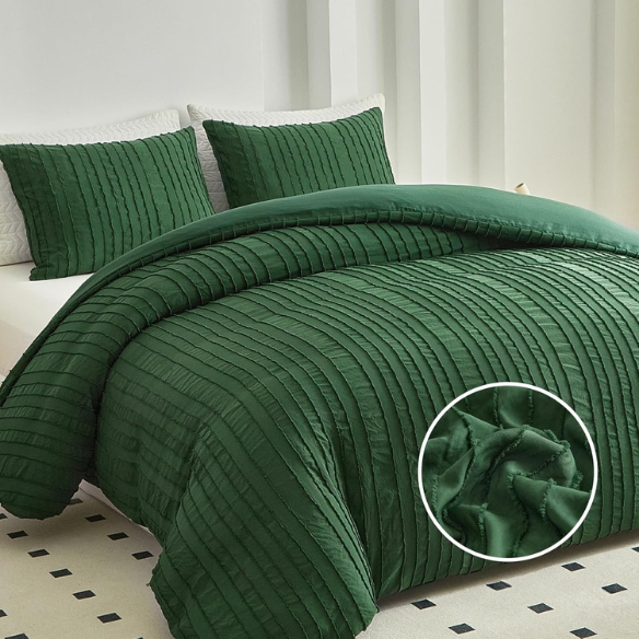 Luxurious Tufted Duvet Cover Set – Queen Size | Striped Textured Boho Bedding | Ultra-Soft Washed Microfiber | 3-Piece Set