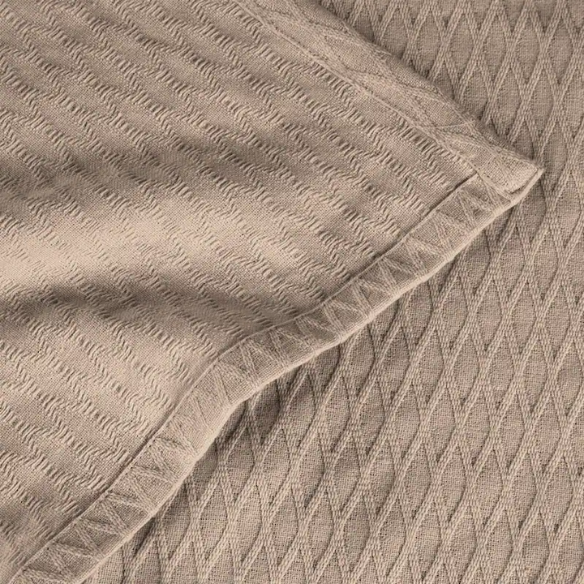 Light Taupe Weave Cotton Blanket – Elegant, Soft & Breathable All-Season Comfort