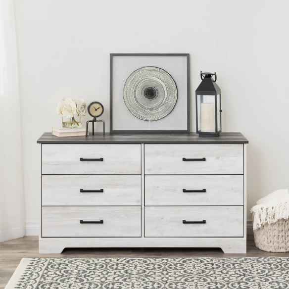 Rustic Modern 6-Drawer 53.25" W Double Dresser with Timeless Farmhouse Charm