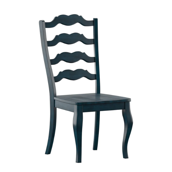 Rustic Ladder Back Solid Wood Dining Chairs (Set of 2) – Farmhouse Style Kitchen or Dining Room Seating