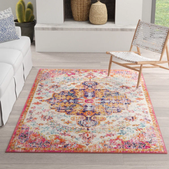 Timeless Traditional Woven Area Rug – Machine-Woven Polypropylene, Medium Pile, Durable and Easy to Clean
