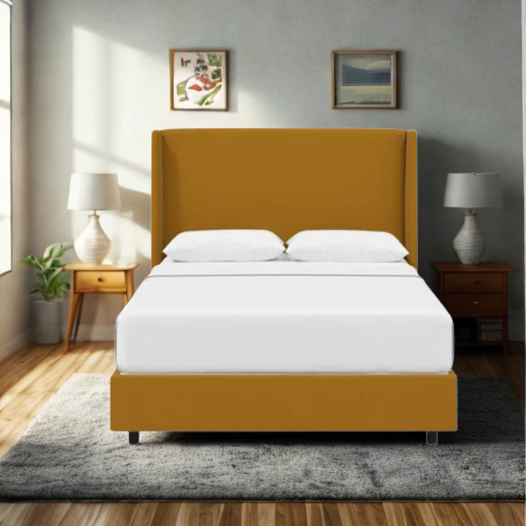 Cozy and Sleek Modern Queen Size Upholstered Wingback Bed