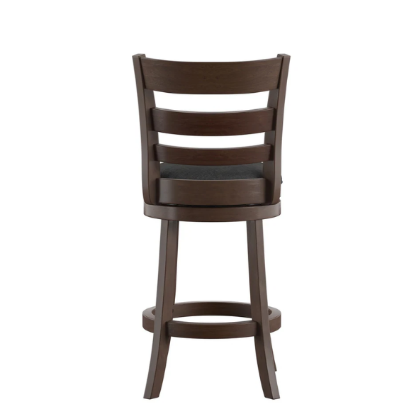 Upholstered Back Swivel Bar Stool – Durable Rubberwood Frame, 360° Swivel Seat, Ring Footrest, and Foam-Padded Linen or Faux Leather Upholstery for Comfortable Everyday Dining